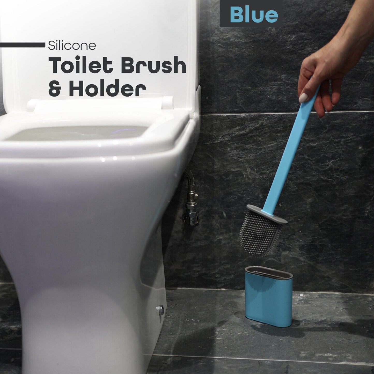 Toilet Brush & Holder Set Bathroom Cleaning Accessory Silicone