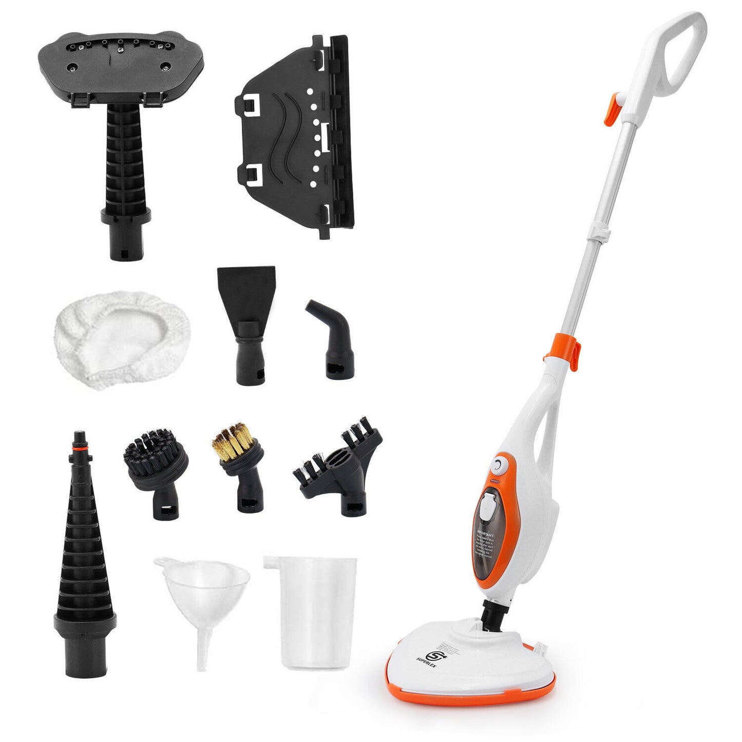 15-In-1 Hot Steam Mop Cleaner Upright & Handheld Hard Floor Carpet Steamer 1500W